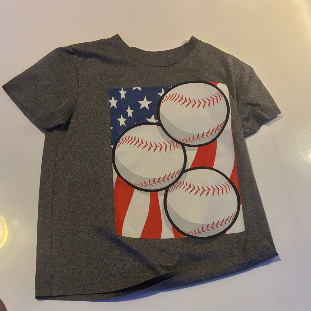 Tek Gear Dark Gray Kids Baseball Flag Tee